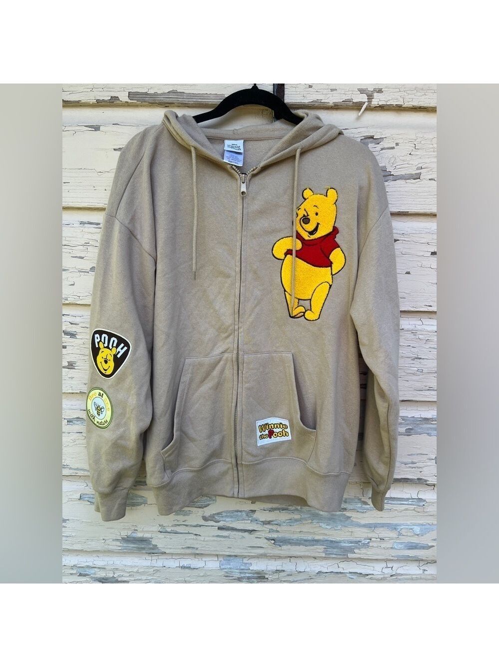 Disney Winnie The Pooh Bear Fall Patches Hoodie Jacket XL